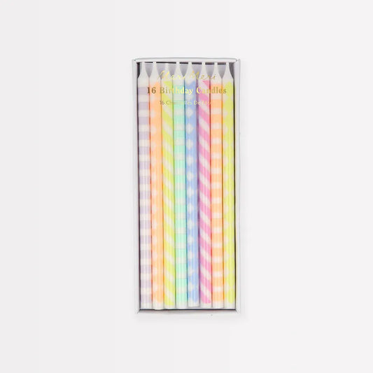 Pastel Patterned Candles (x16)