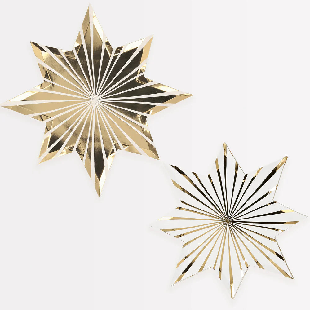 Gold Star Stripe Plates (x8)