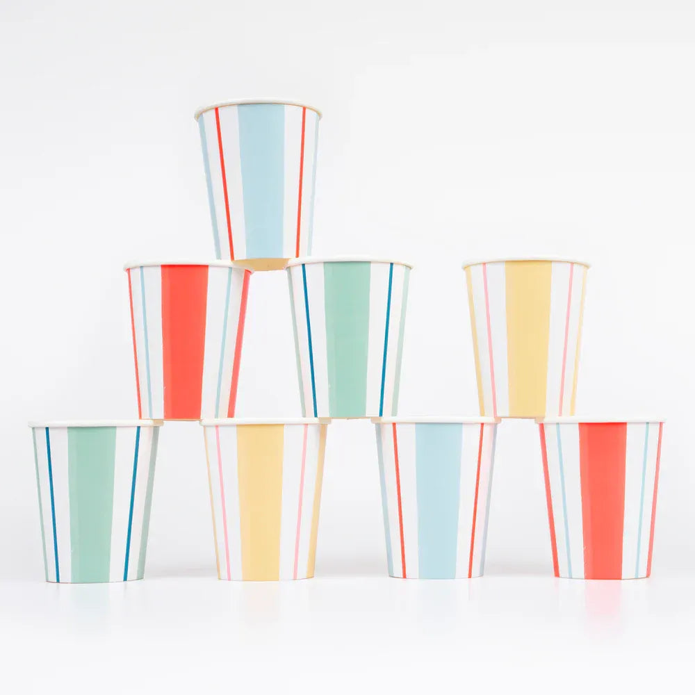Preppy Stripe Cups (x8)
