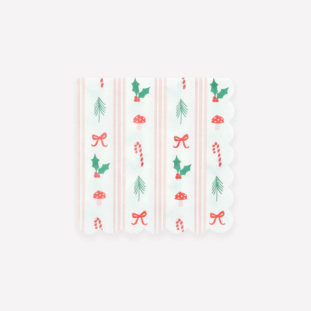 Festive Icons Stripe Small Napkins (x16)