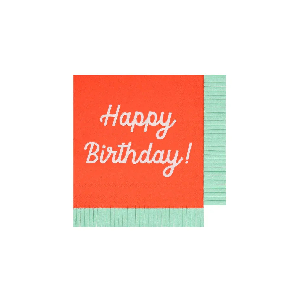 Mixed Happy Birthday Small Napkins (x16)