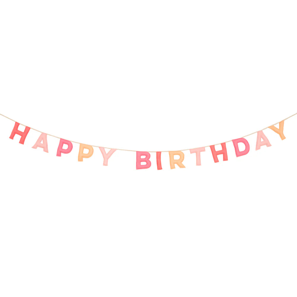 Pink Happy Birthday Felt Garland