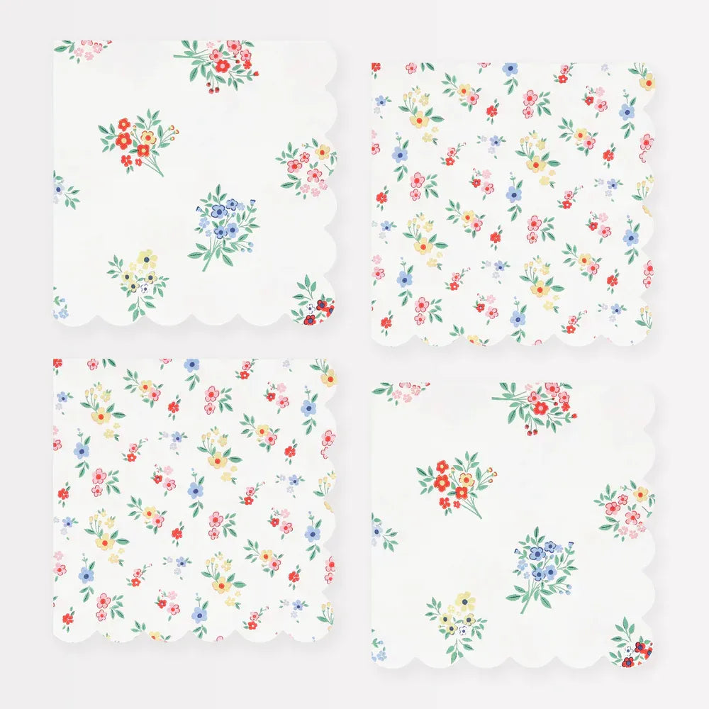 Ditsy Posy Scalloped Small Napkins (x16)