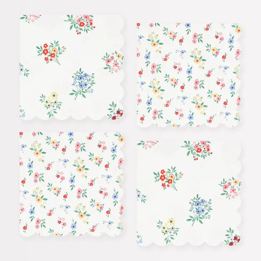 Ditsy Posy Scalloped Small Napkins (x16)