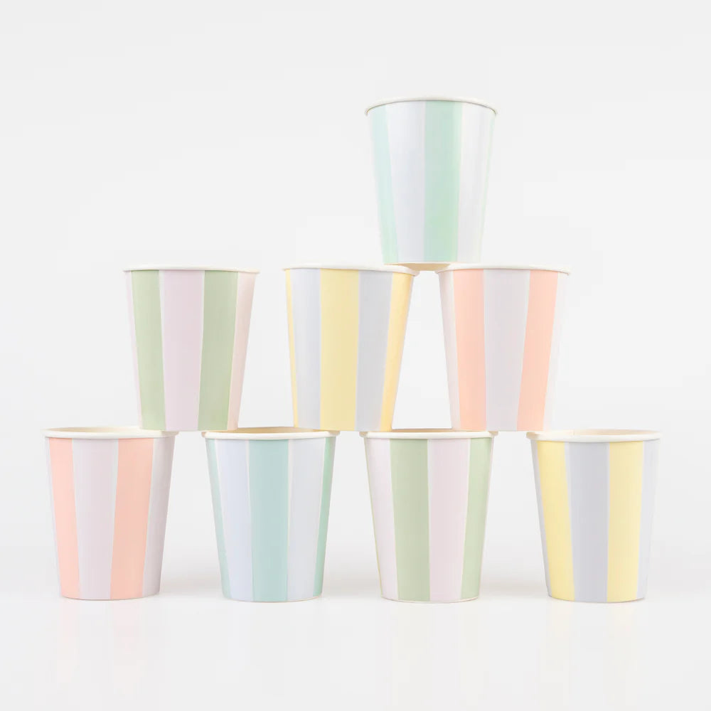 Pastel Stripe Cups (x 8)
