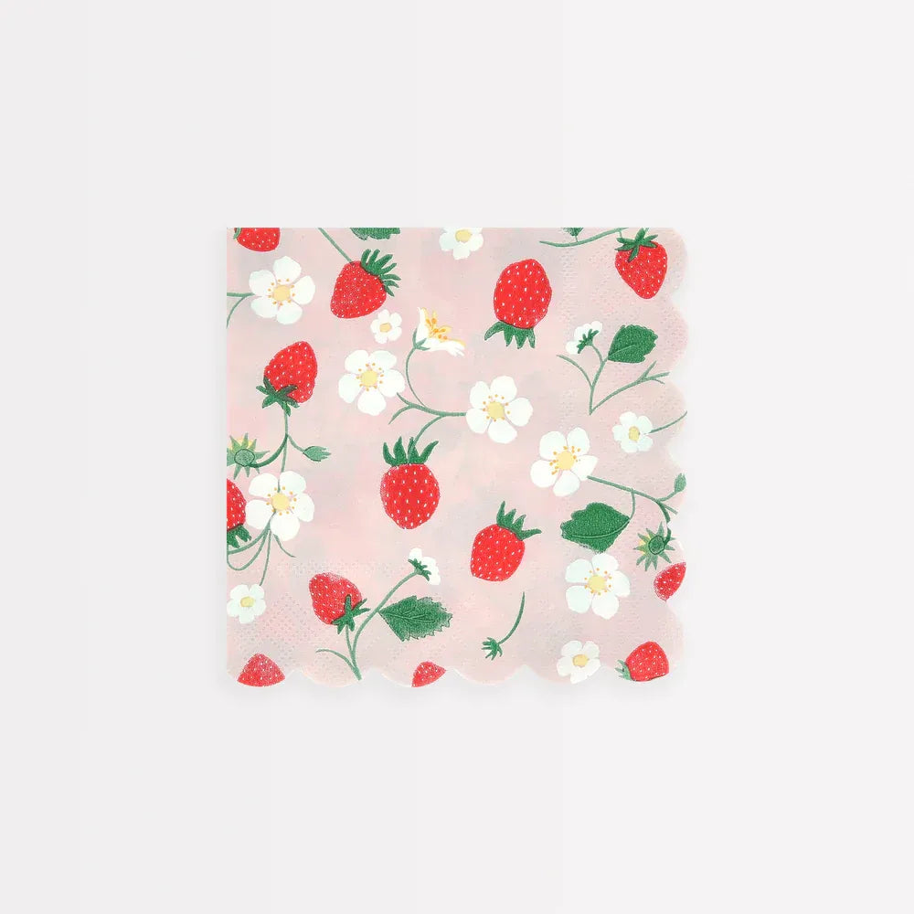 Strawberry Pattern Small Napkins (x16)
