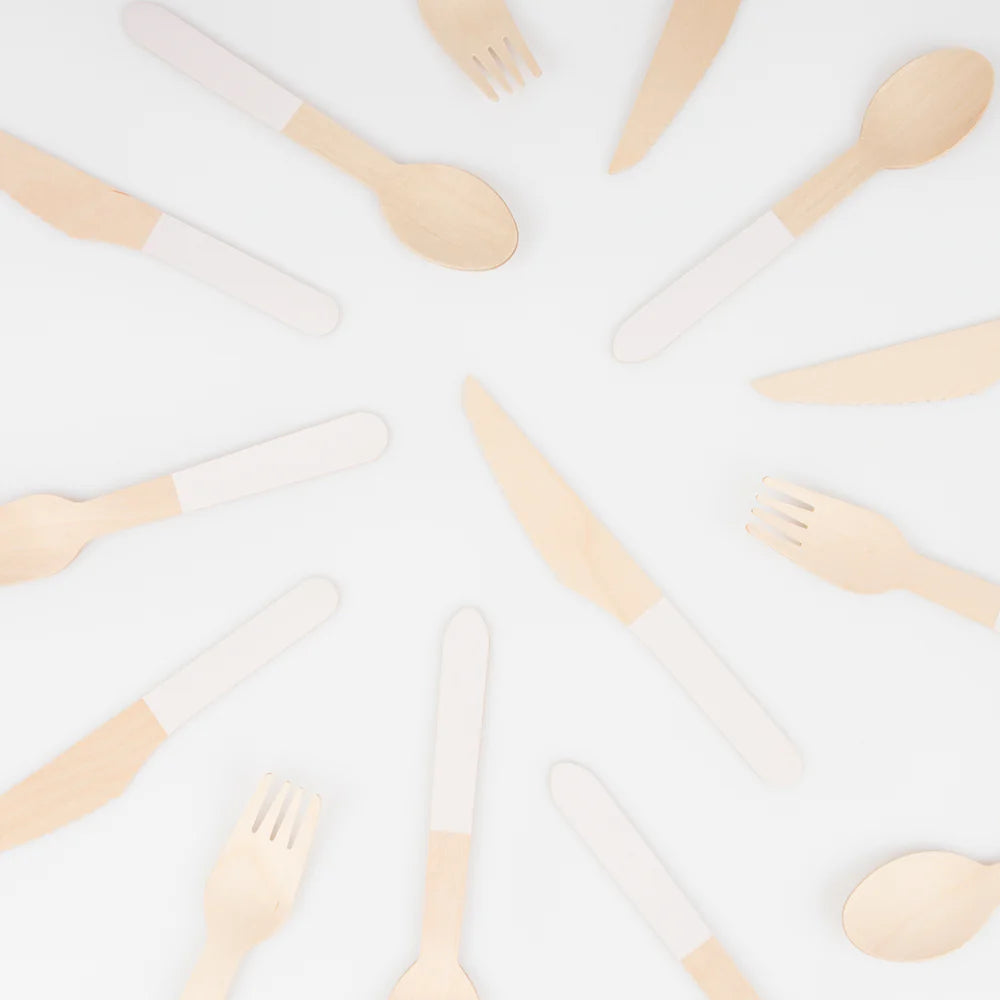 Ballet Slipper Pink Wooden Cutlery Set (x24)