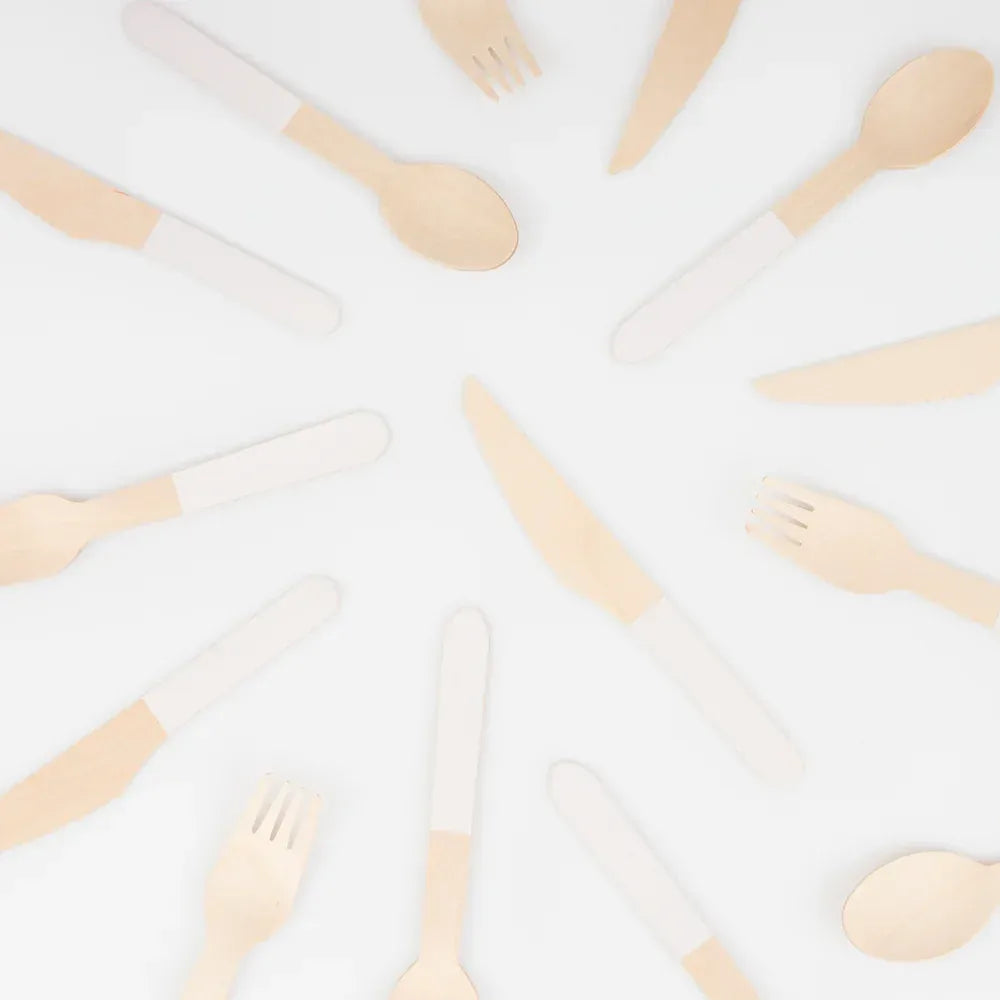 Ballet Slipper Pink Wooden Cutlery Set (x24)