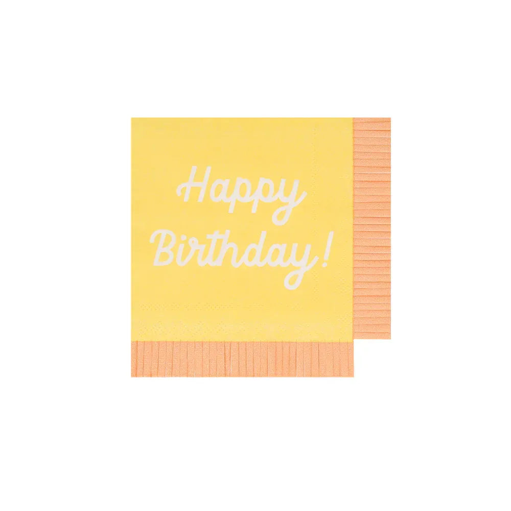 Mixed Happy Birthday Small Napkins (x16)