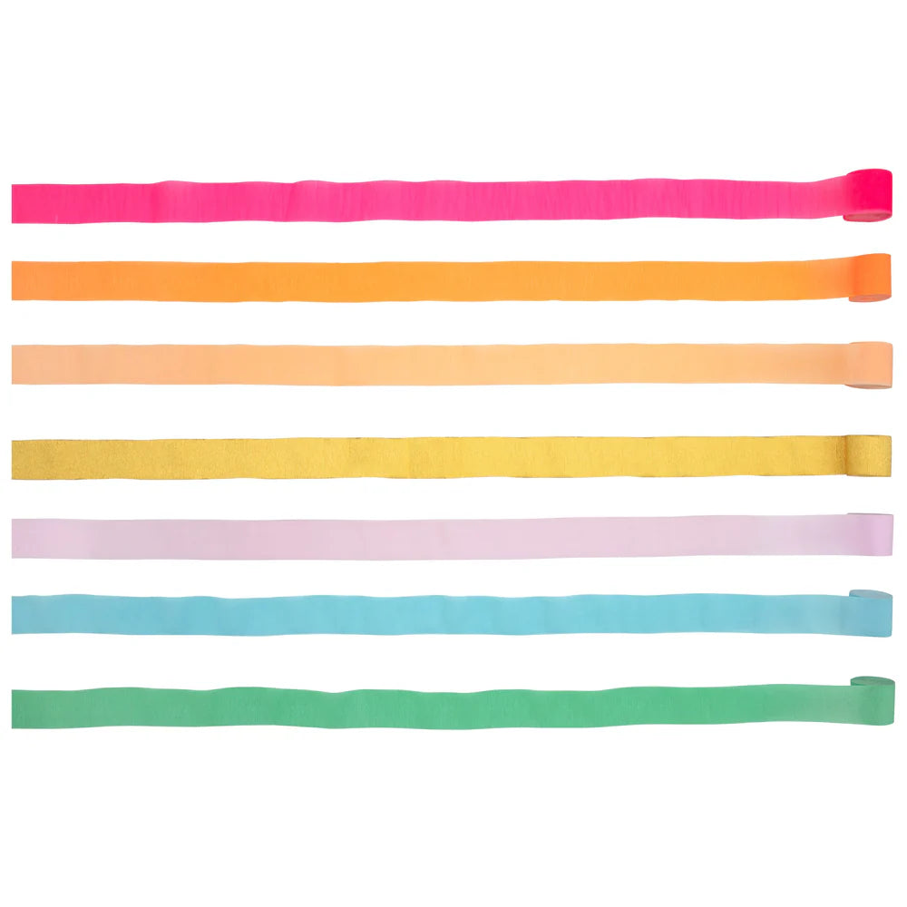 Bright Crepe Paper Streamers (x 7)