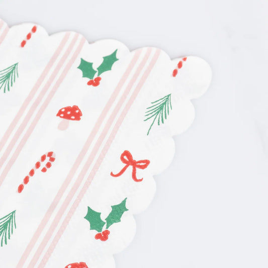 Festive Icons Stripe Small Napkins (x16)
