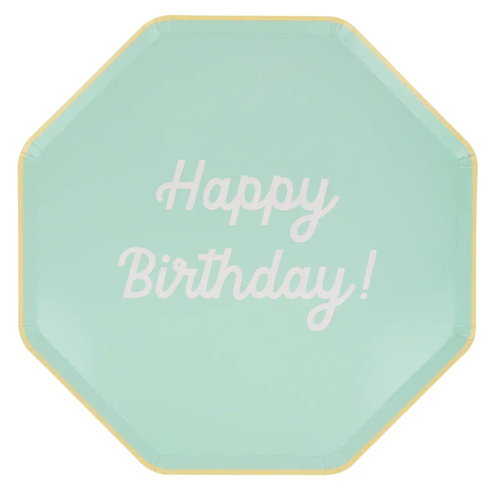 Mixed Happy Birthday Dinner Plates (x8)