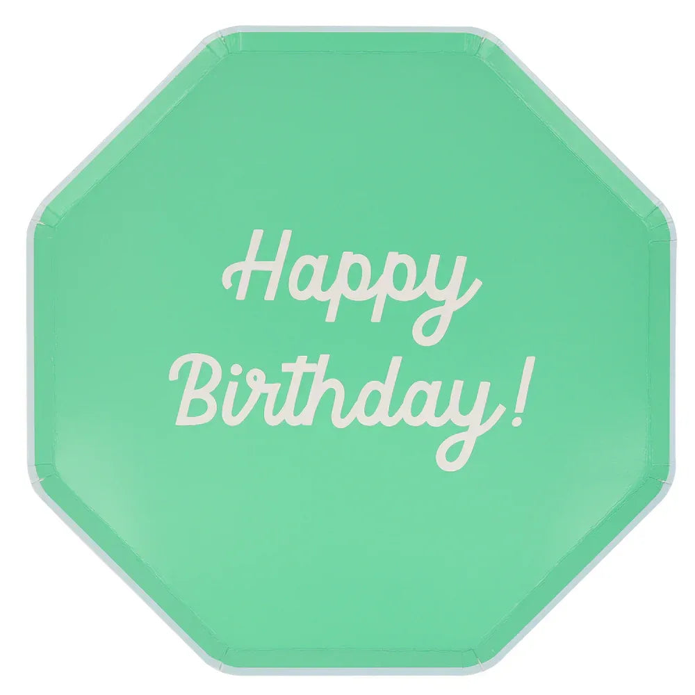 Mixed Happy Birthday Dinner Plates (x8)