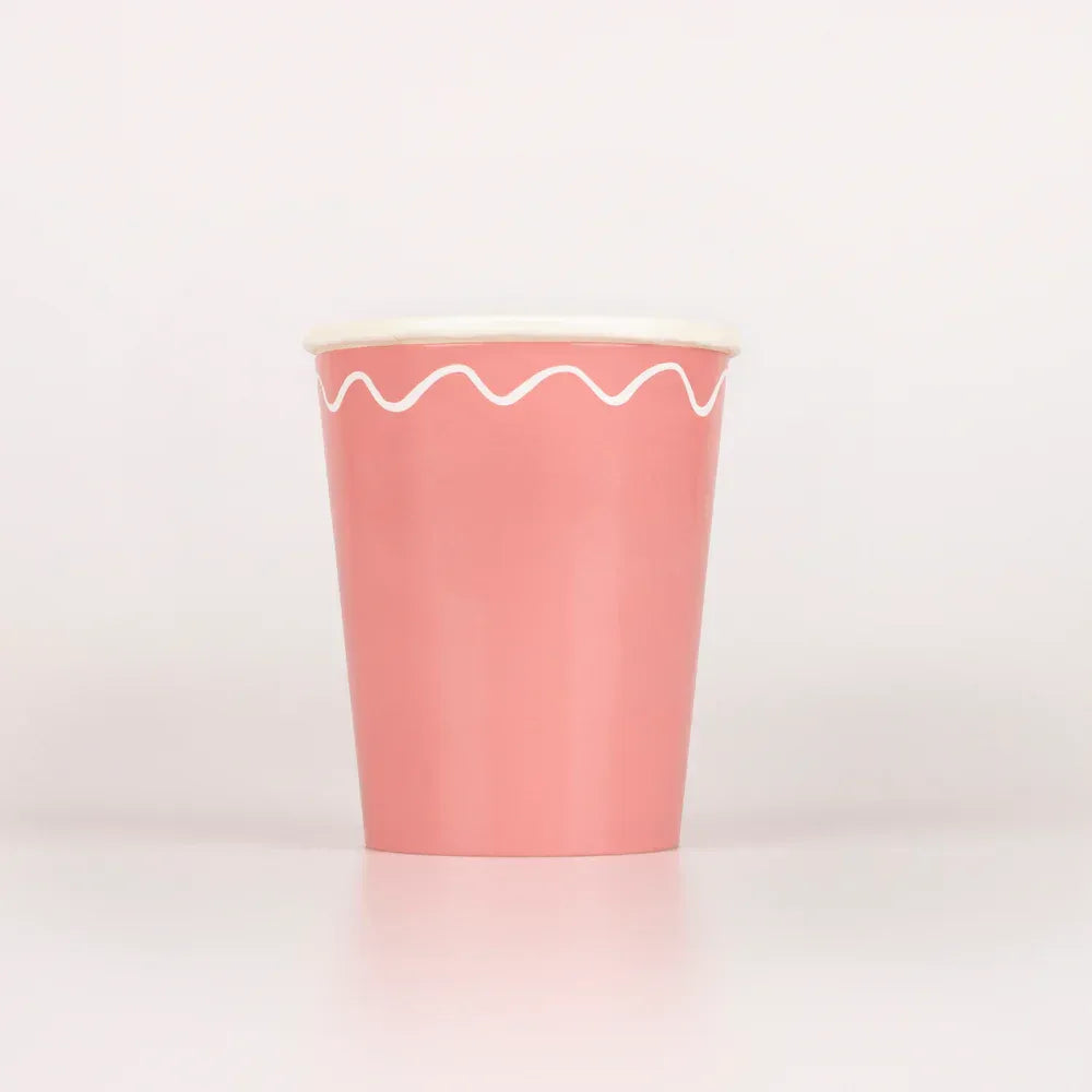 Mixed Wavy Line Cups (x8)