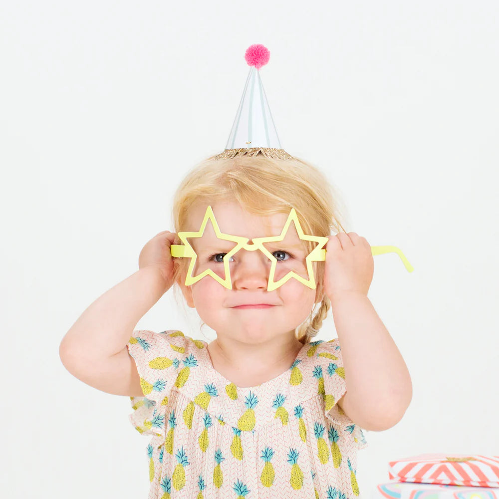 Stripe Pompom Mini Party Hats (x 8)