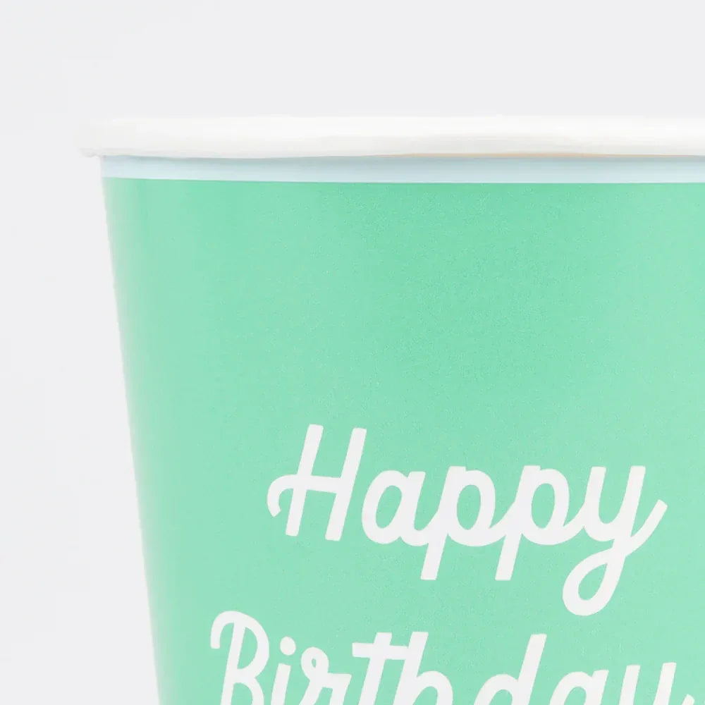 Mixed Happy Birthday Cups (x8)