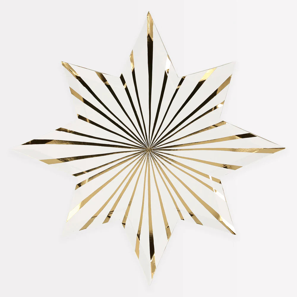 Gold Star Stripe Plates (x8)