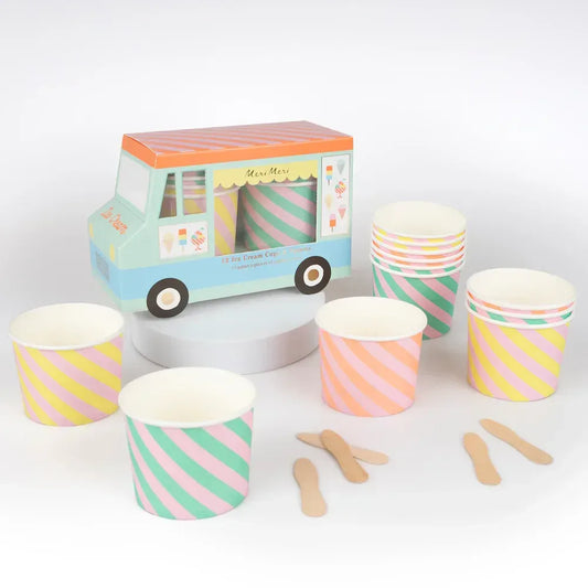 Ice Cream Cups & Spoons (x12)
