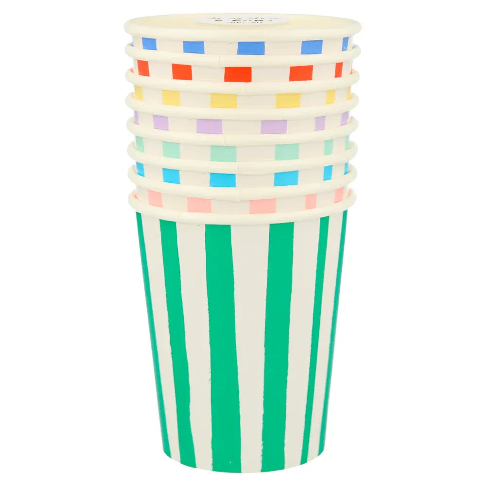 Mixed Stripe Cups (x8)