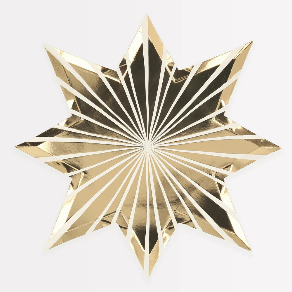 Gold Star Stripe Plates (x8)