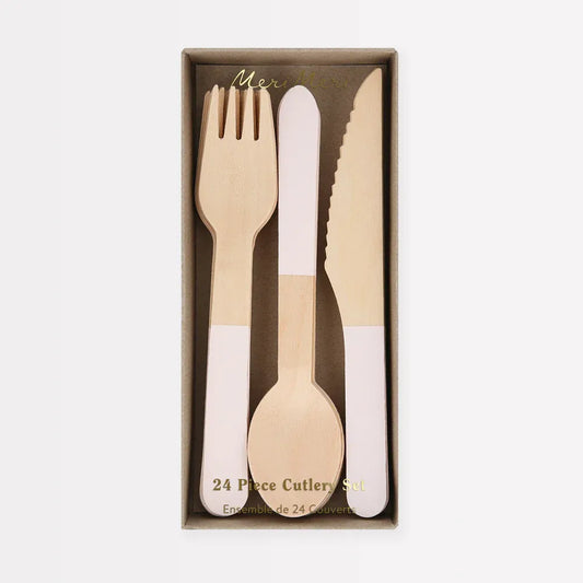 Ballet Slipper Pink Wooden Cutlery Set (x24)