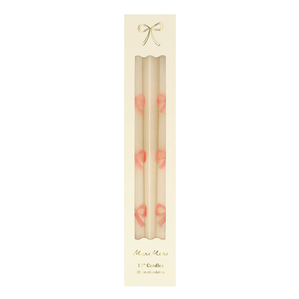 Pink Bow Taper Candles (x 2)