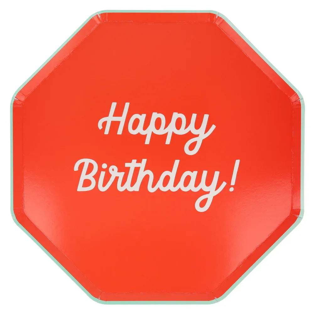 Mixed Happy Birthday Dinner Plates (x8)
