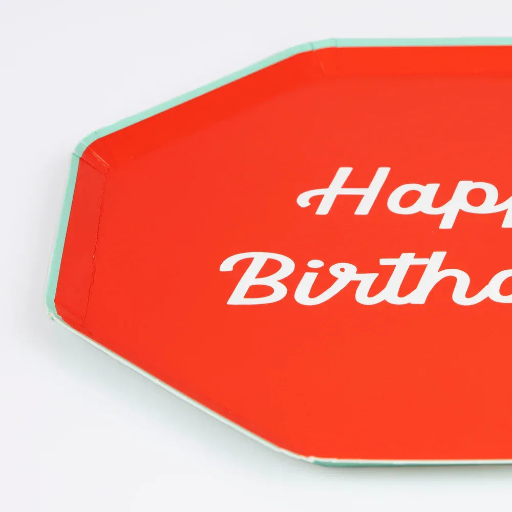 Mixed Happy Birthday Dinner Plates (x8)