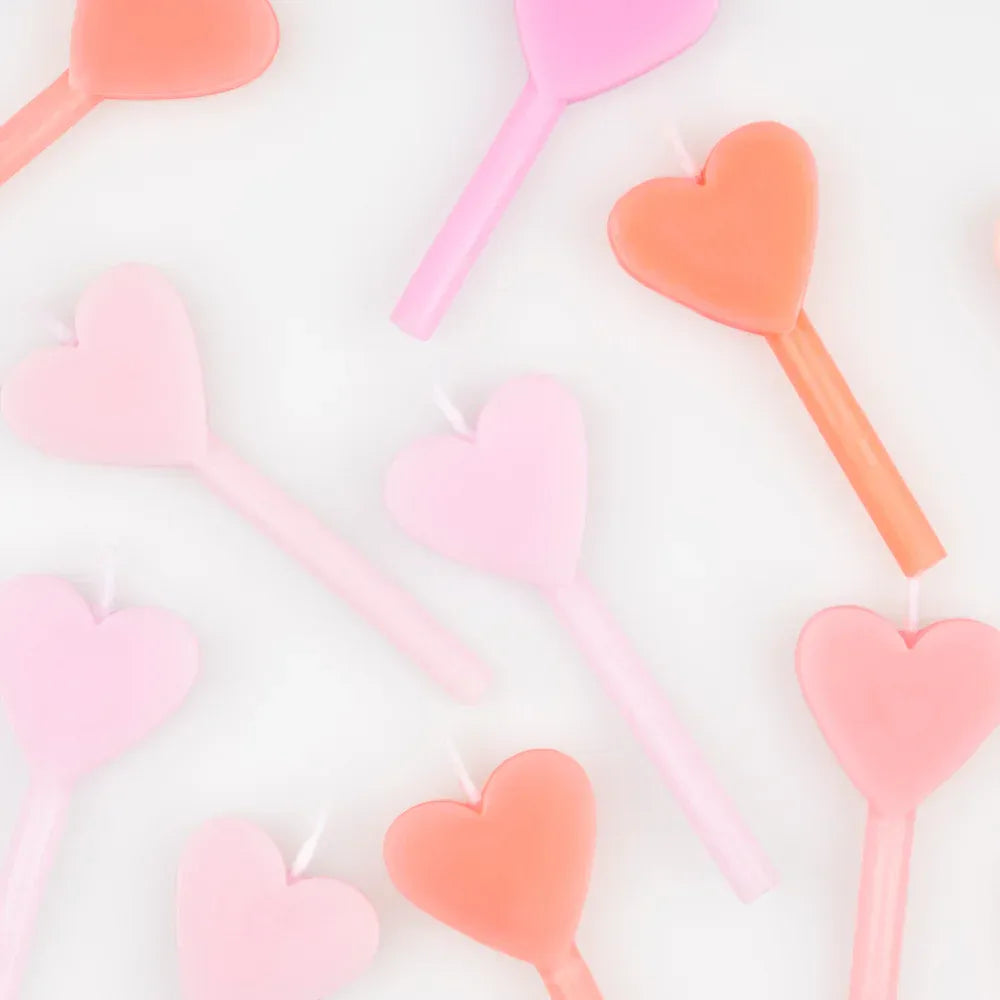 Pink Heart Candles (x12)