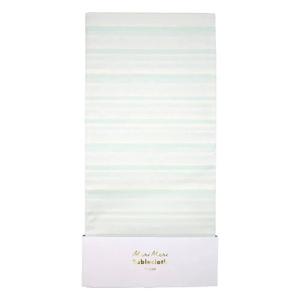 Meri Meri Mint stripe table cover - partyalacarte.co.in