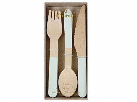 Meri Meri Mint Wooden Cutlery Set (x 24) - partyalacarte.co.in