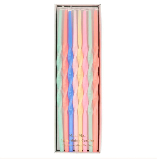 Meri Meri Mixed Twisted Long Candles (x 16) - partyalacarte.co.in