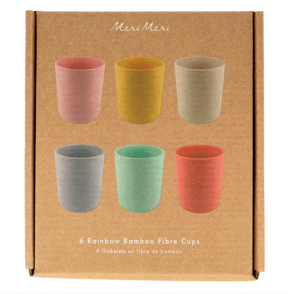 meri meri Multicolor Reusable Bamboo Cups (x 6) - partyalacarte.co.in