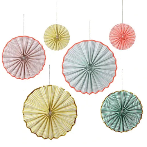 Meri Meri Pastel & Neon Stripe Pinwheel Decorations (set of 6) - partyalacarte.co.in