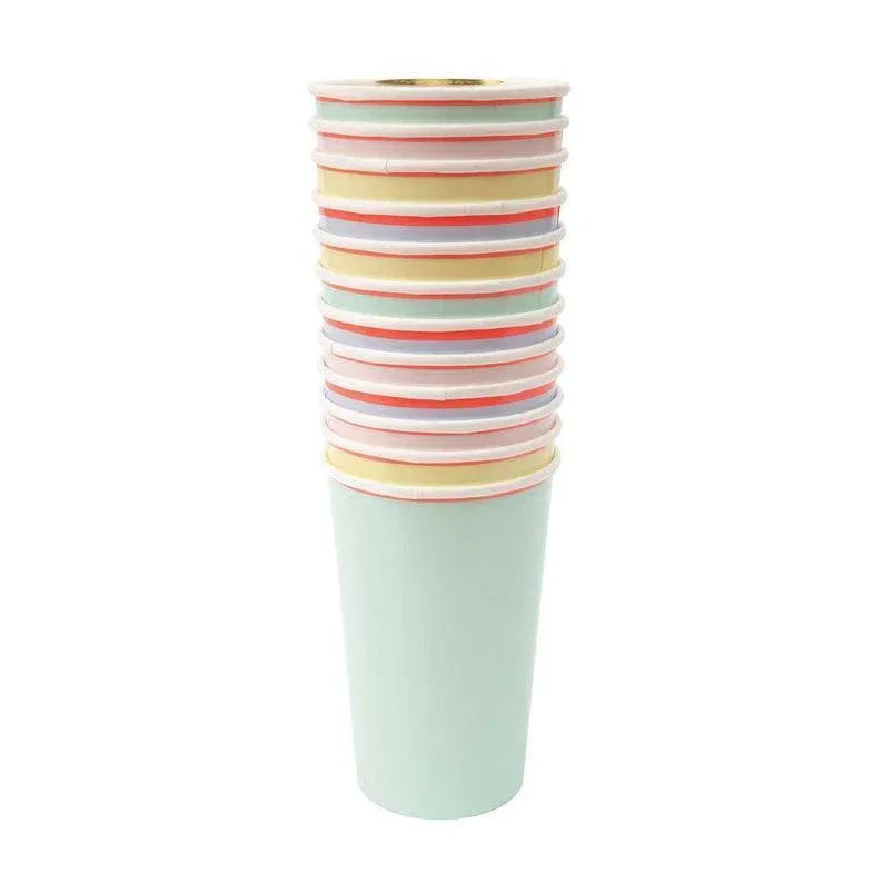 Meri Meri Pastel Neon Edge Highball Cups (Pack of 12) - partyalacarte.co.in