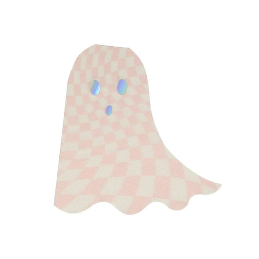 Meri Meri Pink Checker Ghost Napkins (x 16) - partyalacarte.co.in