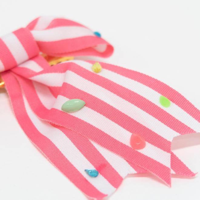 Meri Meri Pink Stripe Bow Hair Clip - partyalacarte.co.in