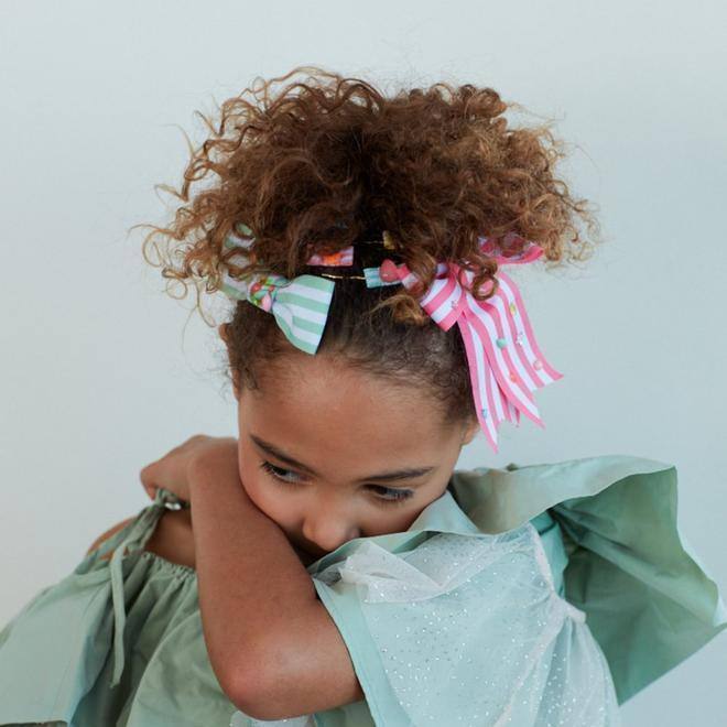 Meri Meri Pink Stripe Bow Hair Clip - partyalacarte.co.in