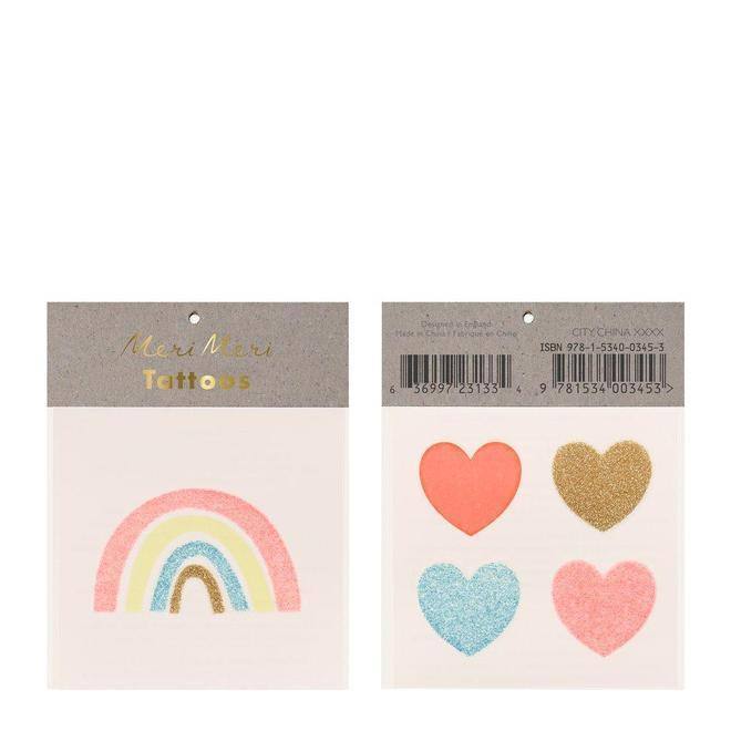 Meri Meri Rainbow & Hearts Small Tattoos (set of 2 sheets) - partyalacarte.co.in