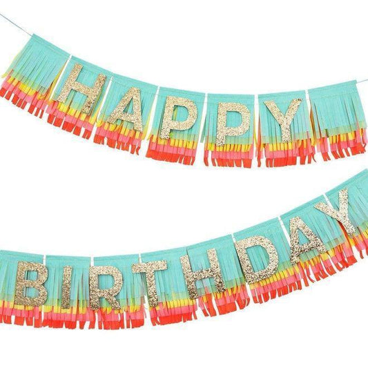 Meri Meri Rainbow Happy Birthday Fringe Garland - partyalacarte.co.in