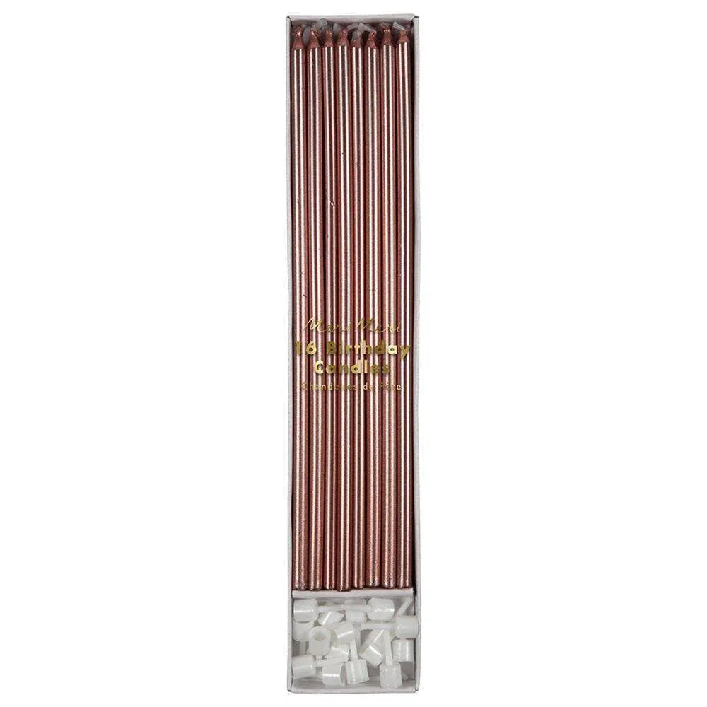 Meri Meri Rose Gold Long Candles (set of 16) - partyalacarte.co.in