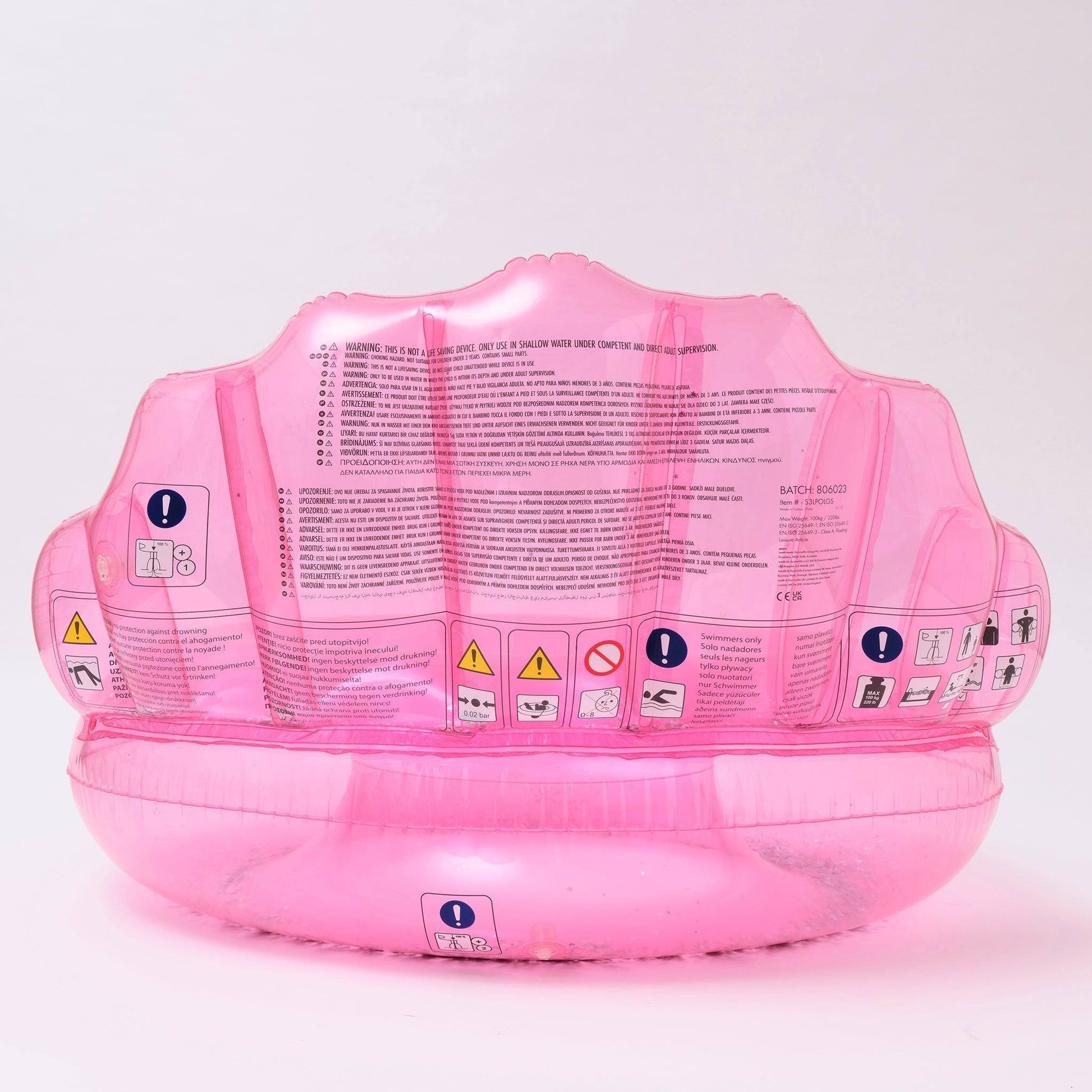 sunnylife Shell Bubblegum Luxe Pool Ring - partyalacarte.co.in