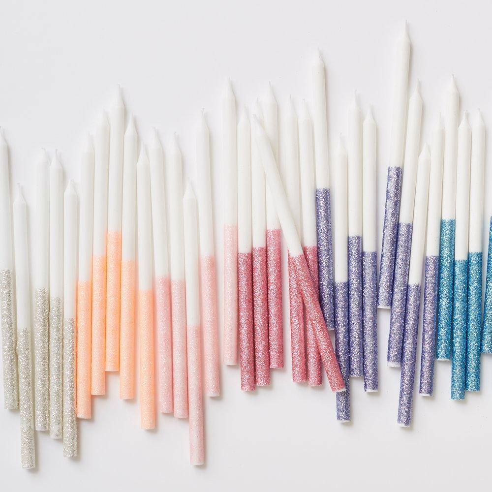 Meri Meri Silver Glitter Dipped Candles (set of 16) - partyalacarte.co.in