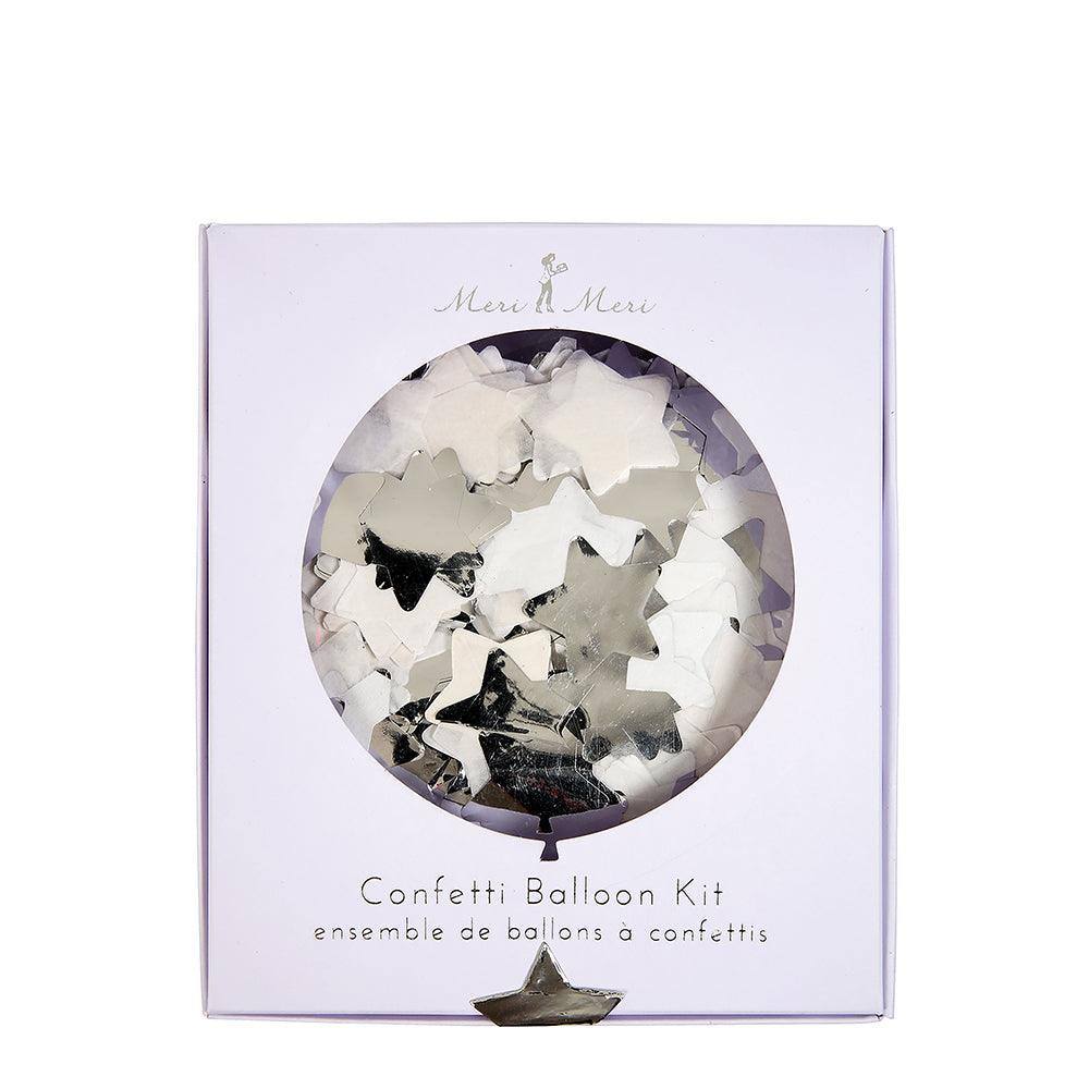 Meri Meri Silver Star Confetti Balloon Kit (set of 8) - partyalacarte.co.in