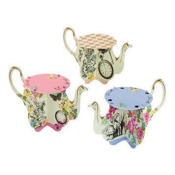 Talking Table Truly Alice Teapot Cake Stands ( Pack of 3) - partyalacarte.co.in