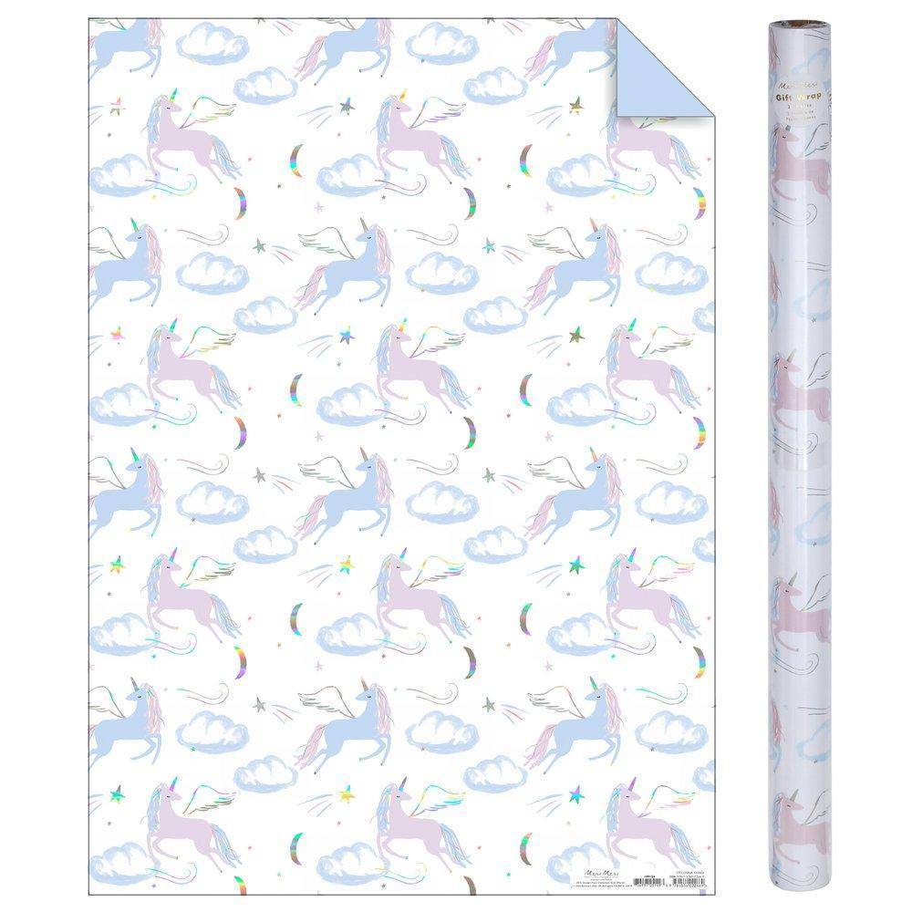 Meri Meri Unicorn Gift Wrap Roll (set of 3 sheets) - partyalacarte.co.in