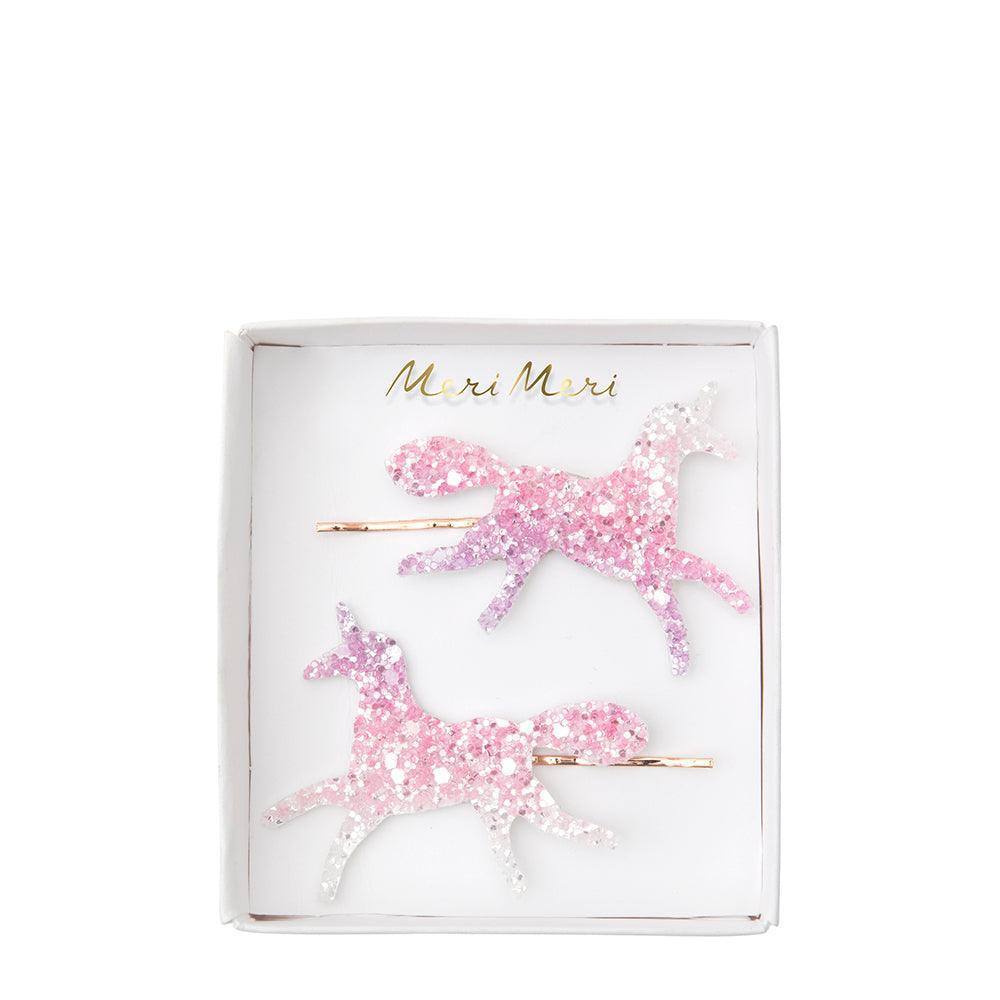 Meri Meri Unicorn Ombre Glitter Hair Slides (set of 2) - partyalacarte.co.in