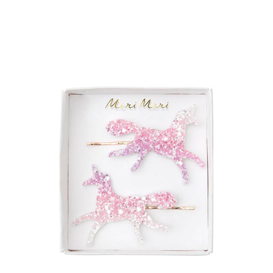 Meri Meri Unicorn Ombre Glitter Hair Slides (set of 2) - partyalacarte.co.in