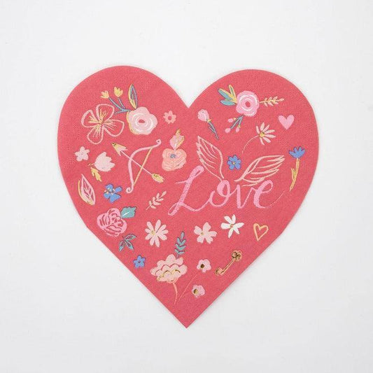 Meri Meri Valentine Heart Die Cut Napkins (set of 16) - partyalacarte.co.in