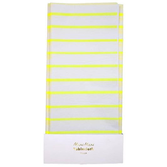 Meri Meri Yellow Stripe Paper Tablecloth - partyalacarte.co.in